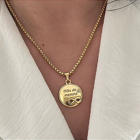 Colar 45cm Medalha Mãe