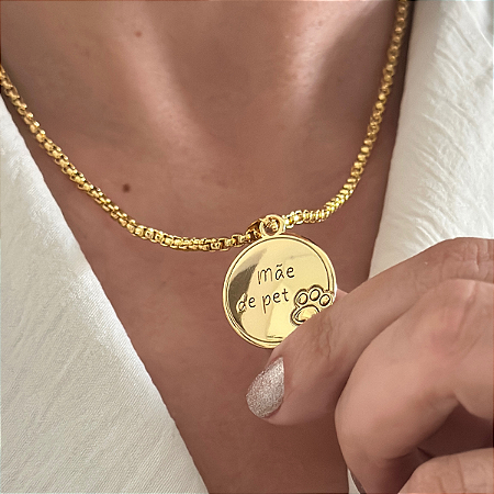 Colar 45cm Medalha Mãe De Pet