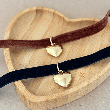 Choker 35cm Veludo Coração Cheio