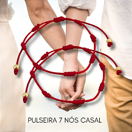 kit 2 Pulseira 7 nós Vermelha Proteção Casal