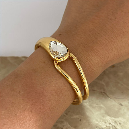 Bracelete Gota Pedra Cristal