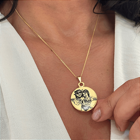 Colar 45cm Medalha Gravação a Laser Foto