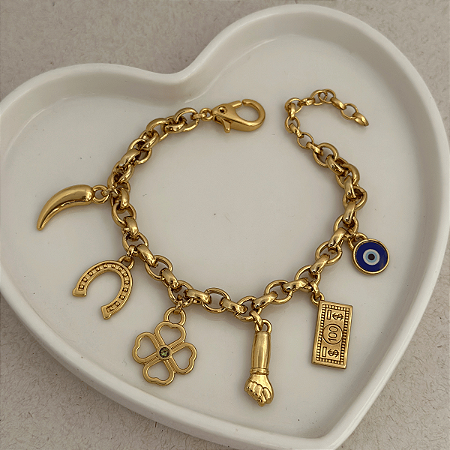 Pulseira Elo Port Berloques Sorte e Proteção