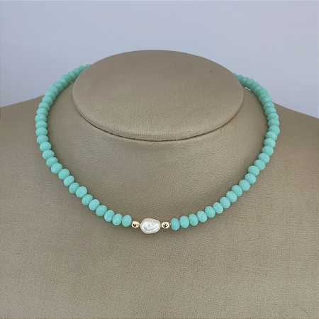 Choker 35cm Cristal N6 Perola Barroca