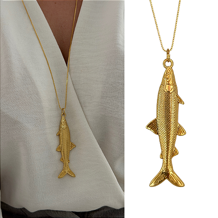 Colar 70cm Veneziana Fina Peixe Sardinha