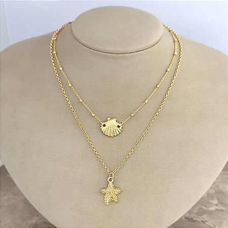 Colar 45cm 2 em 1 Fundo Do Mar