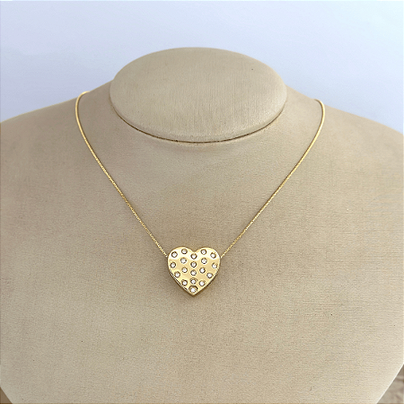 Colar 45cm Veneziana Coração Cristal