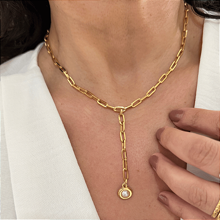 Colar 40cm Kartier Gravatinha Perola