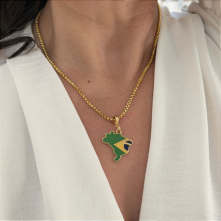 Colar 45cm Mapa Do Brasil