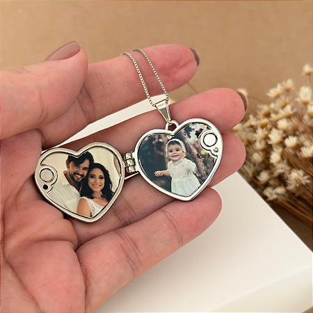 Colar Veneziana Fina Relicário Coração