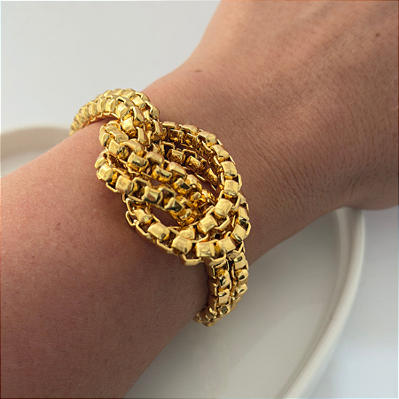 Pulseria Veneziana Grossa Dupla Detalhe Nó