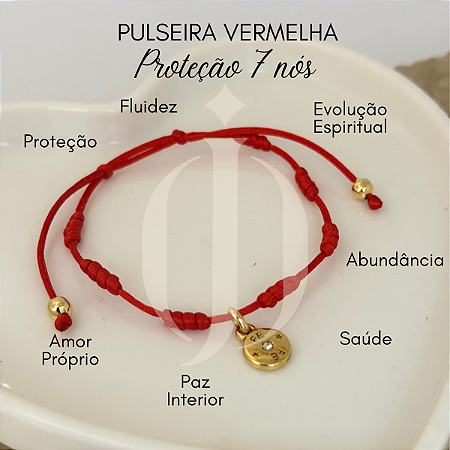 Pulseria 7 Nós Vermelha Amuleto Proteção Com Berloque