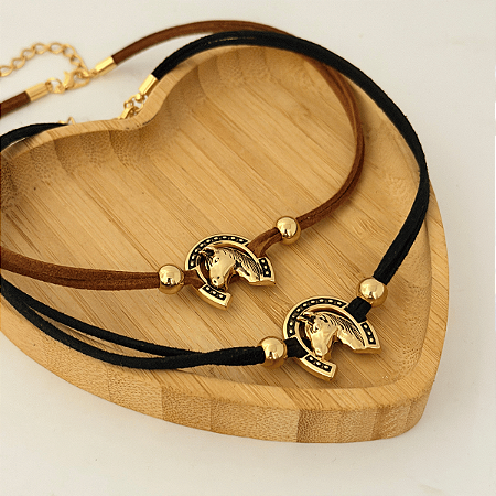 Choker 35cm Camurça Ferradura Cavalo