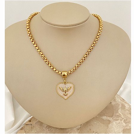 Colar 45Cm Coração Espirito Santo