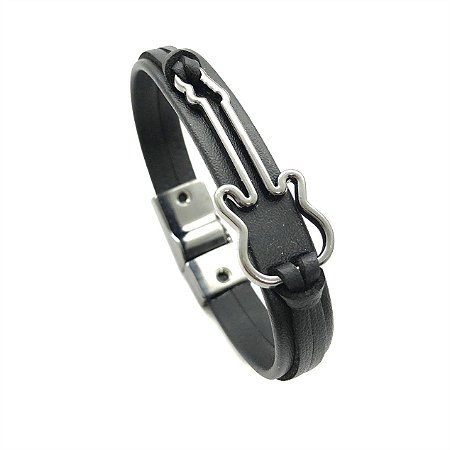 Pulseira Masc Fecho Imã Ping Guitarra