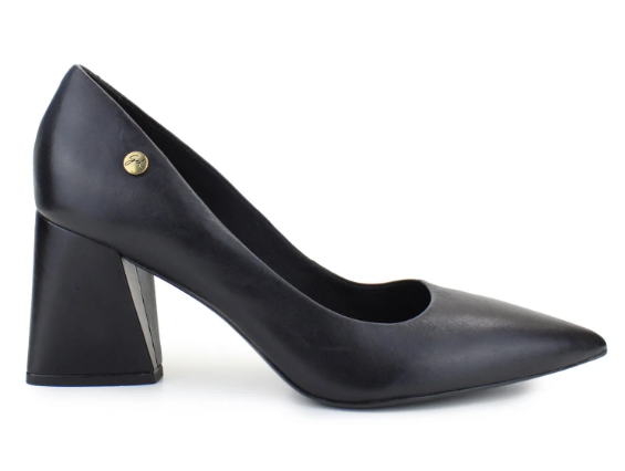 Scarpin em Couro Liso com Salto Bloco Giulia Domna