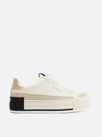 Tênis Branco Flatform Amarração Preto