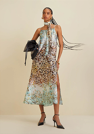 VESTIDO LONGO DECOTE REDONDO COM FAIXA