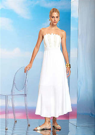 Vestido Longo Haes de Linho Branco Feminino