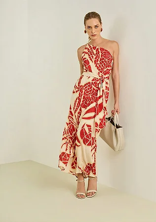 Vestido Longo Maria.Valentina Ombro Só Bege