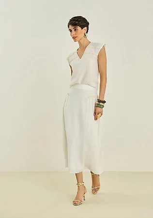 Saia Maria.Valentina Evasê Midi Off White