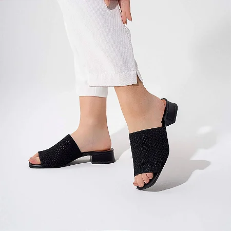 Tamanco Salto Bloco Valentina Flats Preto