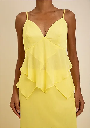 Regata Zinco Solta Decote V Amarela Leve