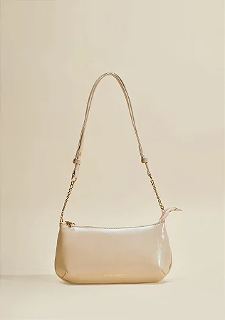Bolsa Baguete Pequena Off White Alça Corrente