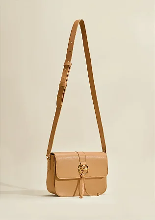 Bolsa Satchel Morena Rosa Bege com Metal