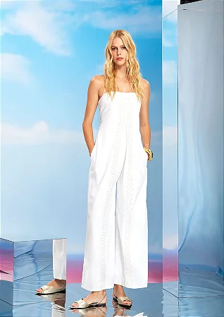 Macacão Haes Branco Bordado Luxo