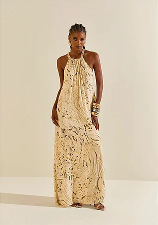 Vestido Morena Rosa Longo Decote V Off White