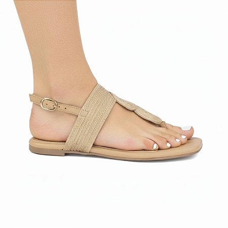 Sandália Rasteira Bordada Valentina Flats Creme