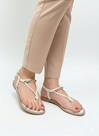 Sandália Rasteira Off White Feminina Lacore