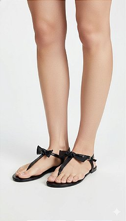 Rasteira Preta em Couro Lacore Feminina