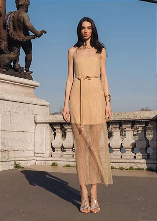 Vestido Longo Dourado Haes Elegante