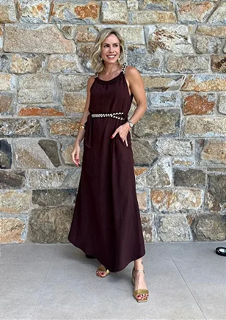 Vestido Haes Longo Marrom