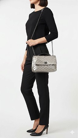 Bolsa Metalizada Gloss Alça Dupla Couro