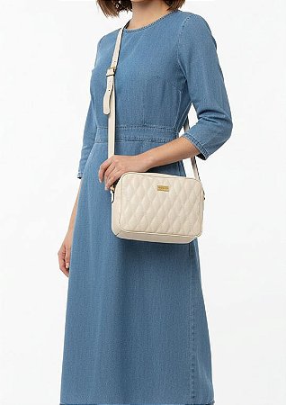 Bolsa Tiracolo Couro Off White Gloss