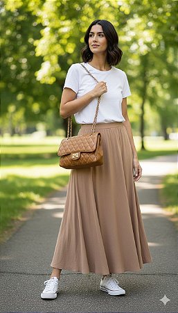 Bolsa Média Caramelo Couro Gloss Feminina