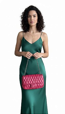 Bolsa Média Rosa Couro Cecconello