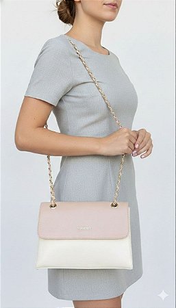 Bolsa Média Couro Correntes Douradas Scamboo