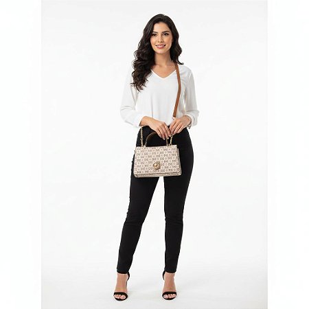 Bolsa Pequena Monograma Chenson Bege