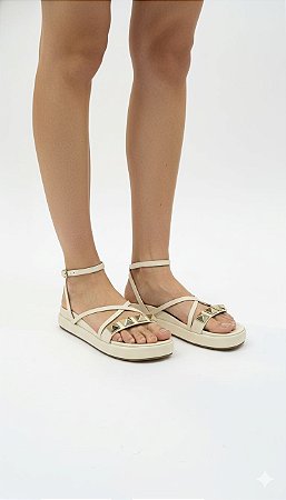 Papete Off White Cecconello com Detalhe Dourado