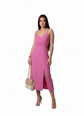 Vestido Midi Maria Valentina Rosa Feminino