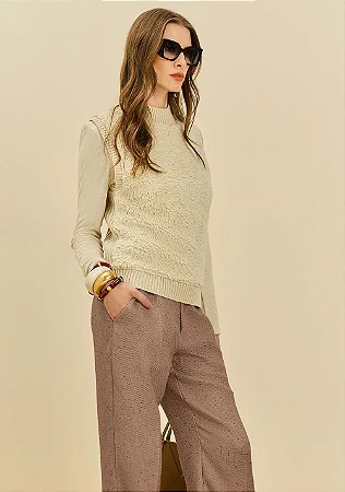 Colete Ajustado Sem Manga Off White