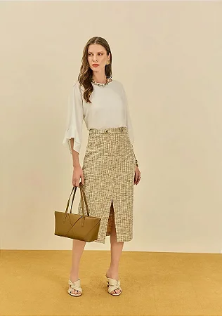 Saia Maria.Valentina Lápis Midi Bege