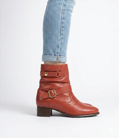 Bota Cano Curto Couro Vermelho LaCore