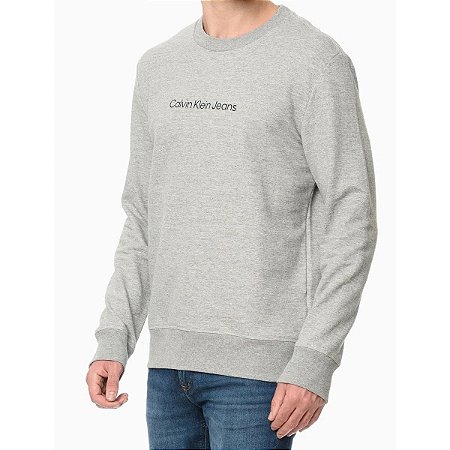 MOLETOM CALVIN KLEIN BÁSICO CINZA MESCLA CK10C02CC88809