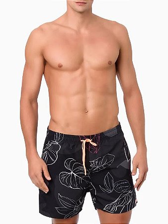 SHORTS CALVIN KLEIN SWIMWEAR PRETO ESTAMPADO