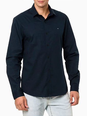 CAMISA MANGA LONGA SLIM CALVIN KLEIN JEANS AZUL MARINHO